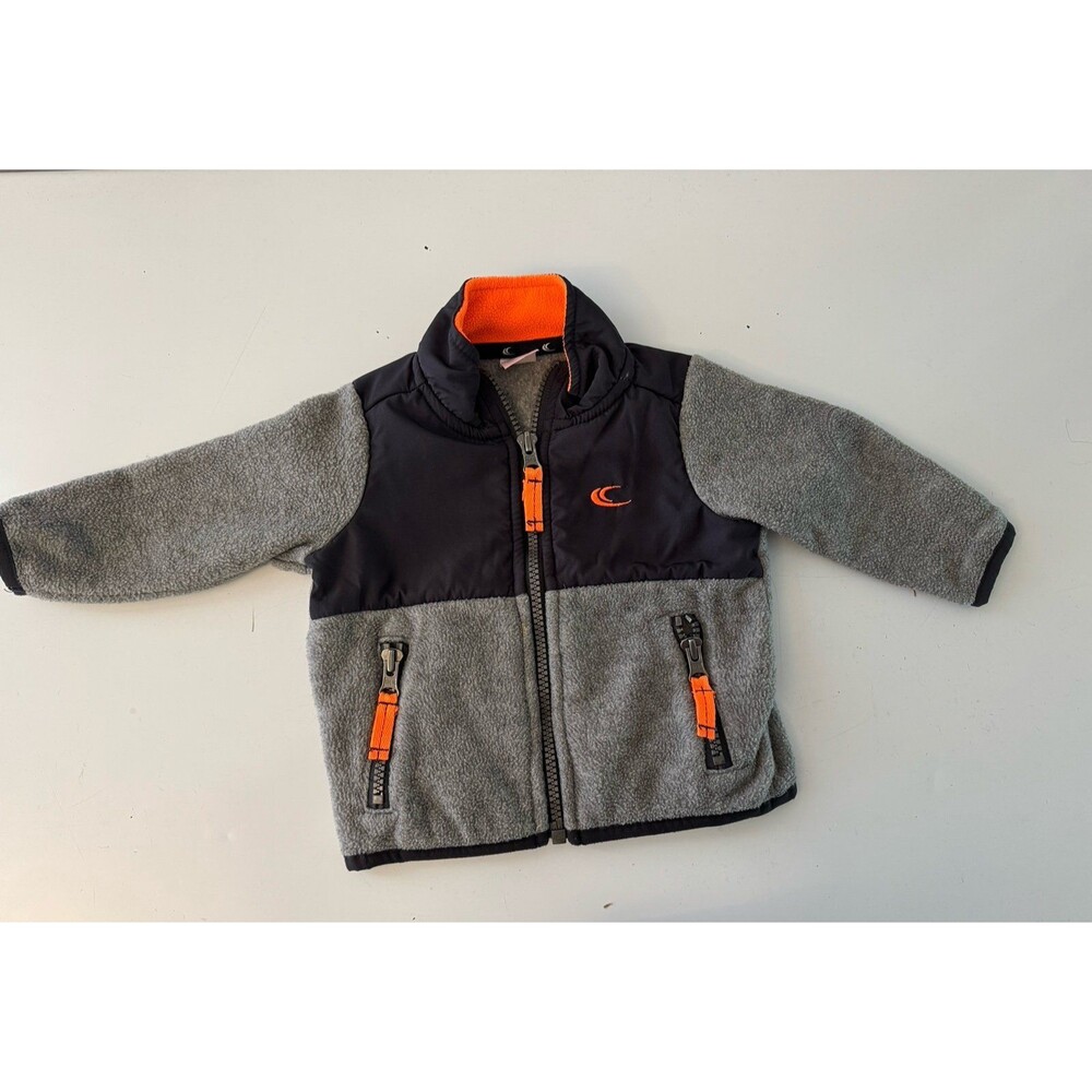 Carter's baby/toddler boy fleece jacket with bright orange accents. 6 Months